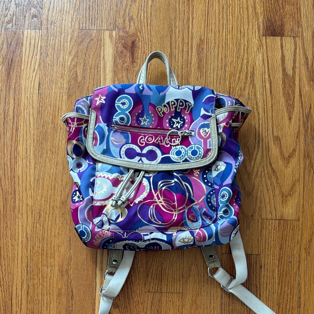 Coach Poppy Blue and Purple Backpack - Picture 1 of 1